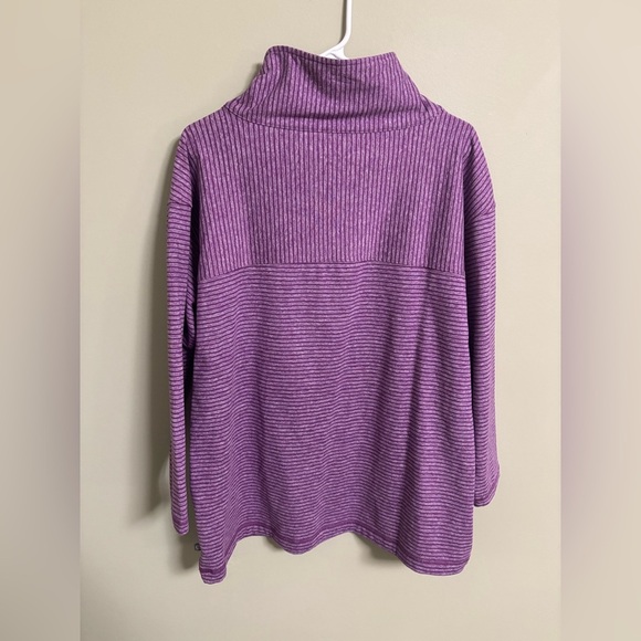 T By Talbots Purple Stripe Funnel Neck Pullover Size X (xl-1X) - Picture 3 of 7